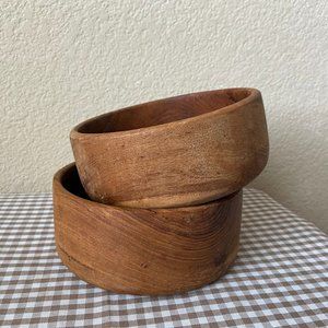 Good Wood Genuine Teak Bowl Set Of 2 Mid Century Modern MCM Minimalism Kitchen